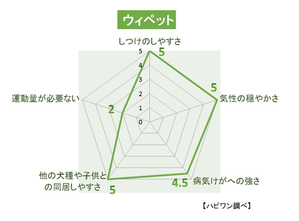 ウィペットの特徴評価グラフ