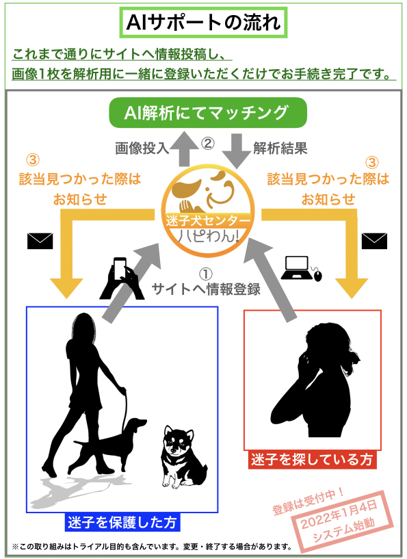 迷子犬AIサポートの流れ